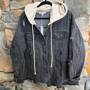 She & Sky Black Denim hoodie jacket